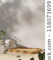 Podium styled with soft curves for modern aesthetic. 3D render illustration 138073699