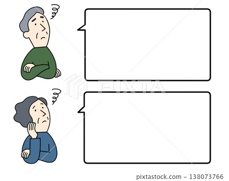 An illustration of an elderly man and woman who are feeling anxious. An illustration of an elderly man and woman who are feeling anxious. 138073766