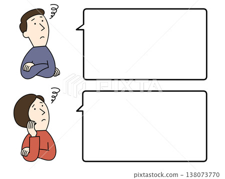 描繪一男一女感到焦慮的插圖。 138073770