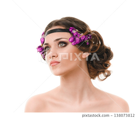 tender woman with hair braid tender woman with hair braid 138073812