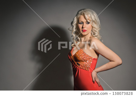 blonde in red 138073828
