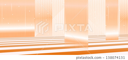 Modern 3D Orange Geometric Backdrop with Vertical Pillars and Stripes Modern 3D Orange Geometric Backdrop with Vertical Pillars and Stripes 138074131