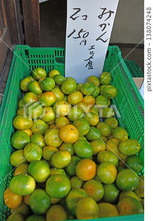Freshly harvested early-ripening Satsuma mandarins, a seasonal delicacy, are sold directly from the farm in the charming streets of Uchiko Town, Ehime Prefecture. Freshly harvested early-ripening Satsuma mandarins, a seasonal delicacy, are sold directly from the farm in the charming streets of Uchiko Town, Ehime Prefecture. 138074248