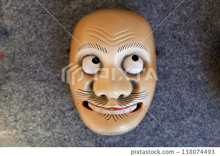 These traditional Kyogen masks, with their humorous expressions, are a charming part of the history of a historic theater in Uchiko Town, Ehime Prefecture. These traditional Kyogen masks, with their humorous expressions, are a charming part of the history of a historic theater in Uchiko Town, Ehime Prefecture. 138074493