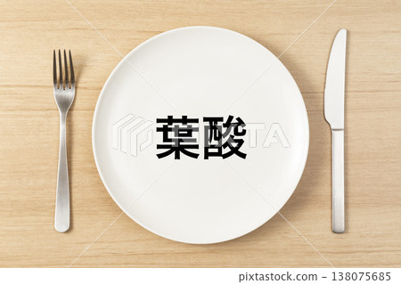 A plate and cutlery with "Folic Acid" written on it. A plate and cutlery with "Folic Acid" written on it. 138075685