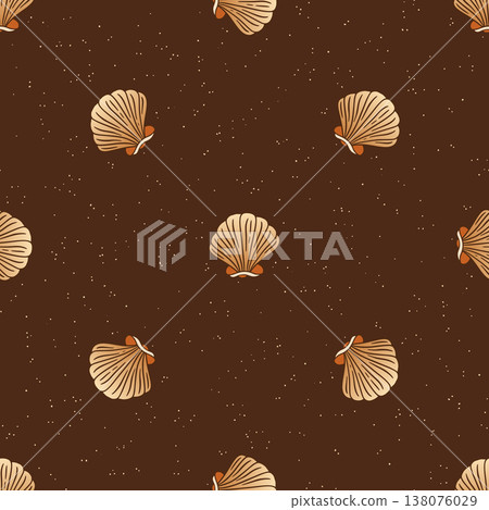 Vintage Coastal Shell Seamless Pattern Subtle Texture Ethnic Tribal Beach Ocean Background 138076029