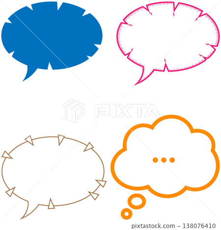 Set of Colorful Speech Bubbles and Comic Style Thought Clouds Set of Colorful Speech Bubbles and Comic Style Thought Clouds 138076410