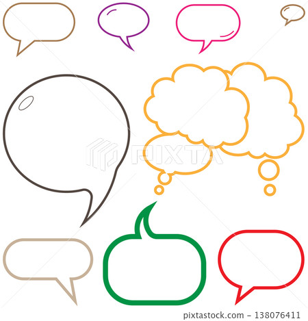 Speech Bubbles and Thought Clouds - Diverse Styles and Colors Speech Bubbles and Thought Clouds - Diverse Styles and Colors 138076411
