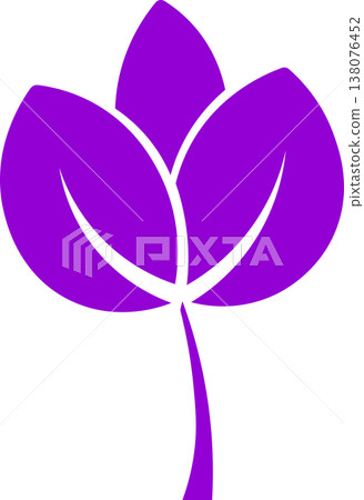 Purple stylized plant leaf icon, abstract botanical symbol Purple stylized plant leaf icon, abstract botanical symbol 138076452