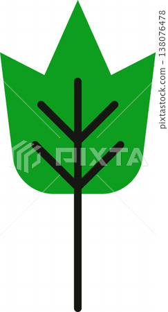 Green Leaf Icon with Three Veins with Leaf Shape 138076478