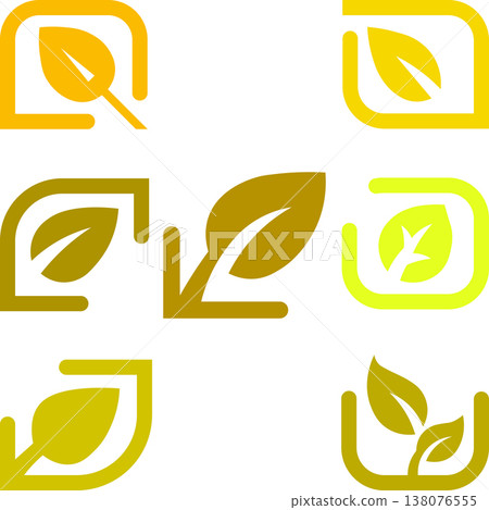 Collection of Leaf Icons in Square Frames - Nature and Growth Collection of Leaf Icons in Square Frames - Nature and Growth 138076555