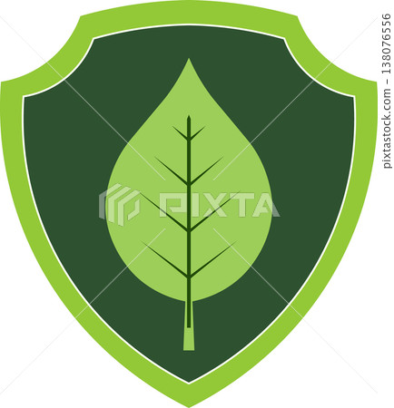 Water Drop Leaf Emblem in Shield - Hydration and Nature Symbol 138076556
