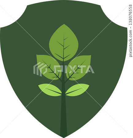 Sprout Emblem in Shield - Eco Friendly and Growth Symbol 138076558