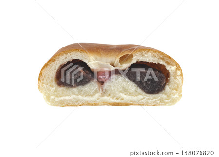 Anpan (sweet bean paste bun) with salted cherry blossoms inside Anpan (sweet bean paste bun) with salted cherry blossoms inside 138076820