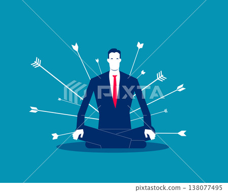 Investments lose. Frustrated businessman pierced by falling arrows 138077495