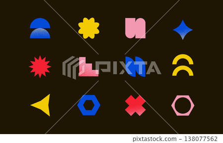 噪音漸層抽象形狀集 Y2K 數位設計資源 138077562