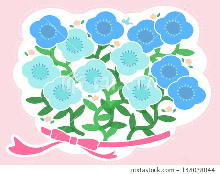 可愛的春日花束和絲帶插圖(淺藍色,無文字),適用於入學/畢業典禮、慶祝活動和新的開始。 (虛線) 可愛的春日花束和絲帶插圖(淺藍色,無文字),適用於入學/畢業典禮、慶祝活動和新的開始。 (虛線) 138078044