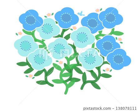 春季花束插畫素材(淺藍色,透明PNG格式)可愛花朵、裝飾元素、植物 春季花束插畫素材(淺藍色,透明PNG格式)可愛花朵、裝飾元素、植物 138078111