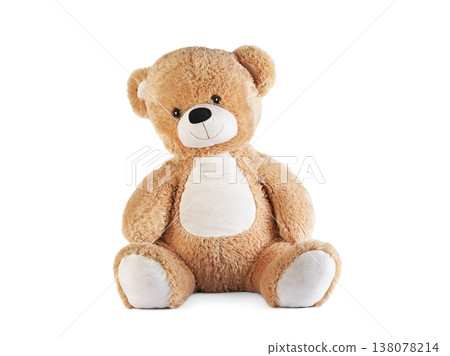 Big brown teddy bear on white background 138078214