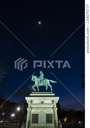 The illuminated equestrian statue of Date Masamune The illuminated equestrian statue of Date Masamune 138079777