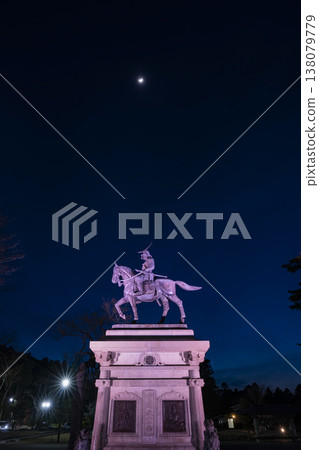 The illuminated equestrian statue of Date Masamune 138079779