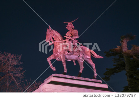 The illuminated equestrian statue of Date Masamune The illuminated equestrian statue of Date Masamune 138079787