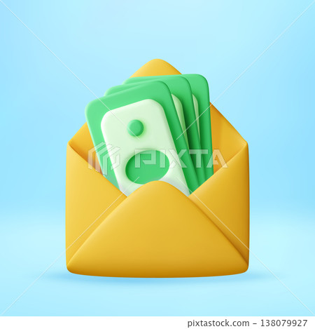 3d illustration of currency cash in mail 138079927