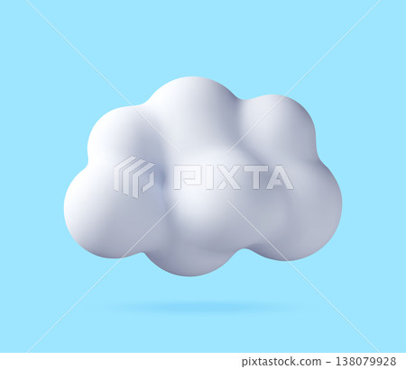 White puffy cloud icon in 3D style White puffy cloud icon in 3D style 138079928