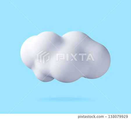 White 3D cloud floating on light blue background White 3D cloud floating on light blue background 138079929