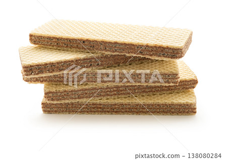 chocolate wafers on a white isolated background 138080284