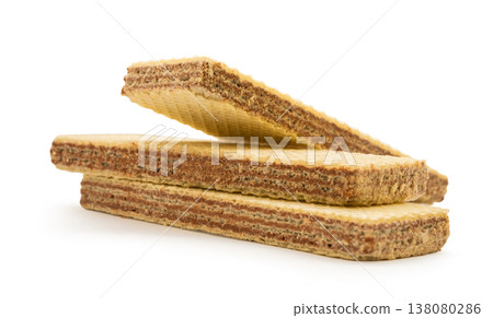 chocolate wafers on a white isolated background chocolate wafers on a white isolated background 138080286