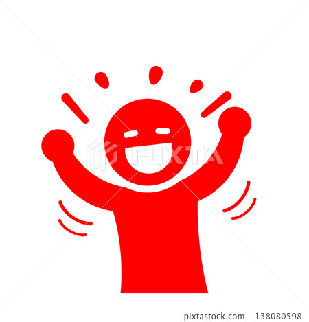 A pictogram of a person representing achievement and joy (red) A pictogram of a person representing achievement and joy (red) 138080598