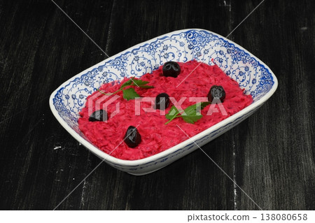Healthy Beetroot Yogurt Dip with Garlic and Dill in a Bowl Healthy Beetroot Yogurt Dip with Garlic and Dill in a Bowl 138080658