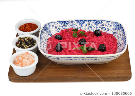 Healthy Beetroot Yogurt Dip with Garlic and Dill in a Bowl Healthy Beetroot Yogurt Dip with Garlic and Dill in a Bowl 138080666