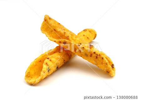Honey Mustard Tortilla Corn Chips Isolated on White Background Honey Mustard Tortilla Corn Chips Isolated on White Background 138080688