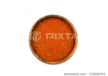 Cajun seasoning in a wooden bowl isolated on white background 138080703