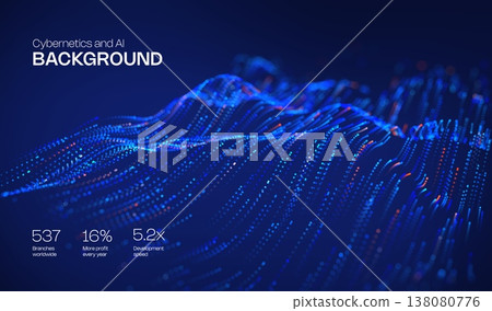 Abstract future ai background with blue big data and digital dots for tech and technology science presentation. Line cyber business network 3d backdrop. Connection graphic design. Abstract future ai background with blue big data and digital dots for tech and technology science presentation. Line cyber business network 3d backdrop. Connection graphic design. 138080776