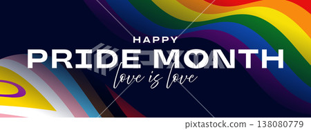 Pride Month background, progress pride banner, love is love Pride Month background, progress pride banner, love is love 138080779