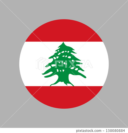 National flag of Lebanon circle badge. Lebanon flag round icon. Circular background, sticker, button flag of Lebanon. 138080884