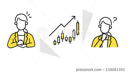 An illustration of a working woman analyzing stock investment charts. An illustration of a working woman analyzing stock investment charts. 138081301