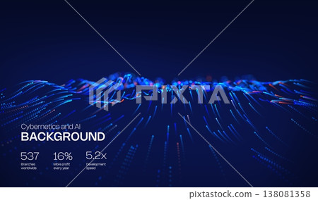 Abstract future ai background with blue big data and digital dots for tech and technology science presentation. Line cyber business network 3d backdrop. Connection graphic design. Abstract future ai background with blue big data and digital dots for tech and technology science presentation. Line cyber business network 3d backdrop. Connection graphic design. 138081358