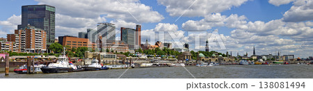 Panorama of Hamburg at the river Elbe Panorama of Hamburg at the river Elbe 138081494