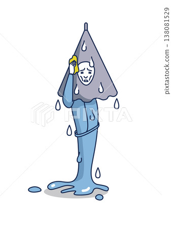 An illustration of a male office worker struggling with business problems (fatigue, issues). 138081529