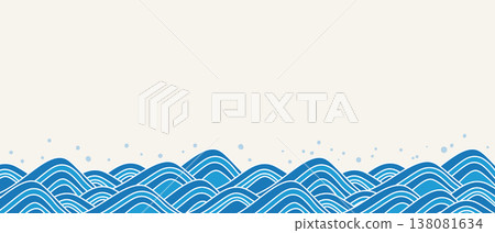 波浪海洋插畫背景 波浪海洋插畫背景 138081634