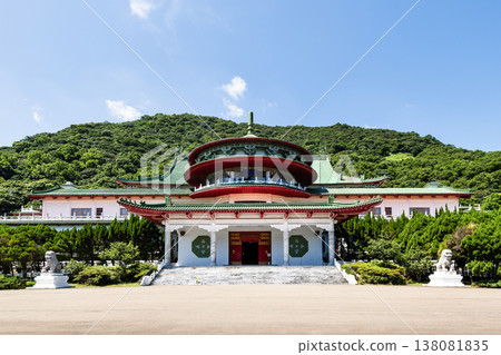 View of the Chung-Shan Building in Beitou of Taipei, Taiwan, is part of the Sun Yat-sen Memorial Hall complex, located in the Yangmingshan National Park. 138081835