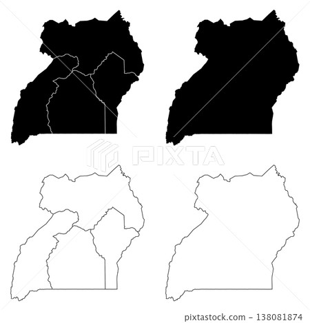 Uganda Outline and Solid Fill Map Set. 138081874