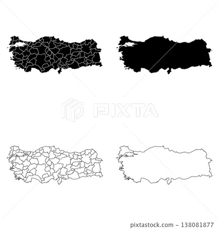 Turkey Outline and Solid Fill Map Set. 138081877