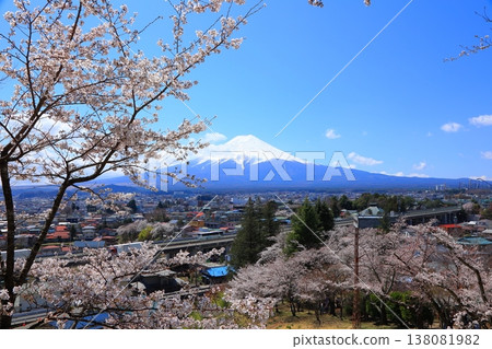山梨縣荒倉山淺間神社:富士山與櫻花,2025年春季 山梨縣荒倉山淺間神社:富士山與櫻花,2025年春季 138081982