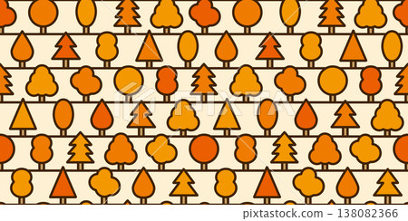 A continuous pattern of cute autumn forest trees. A continuous pattern of cute autumn forest trees. 138082366