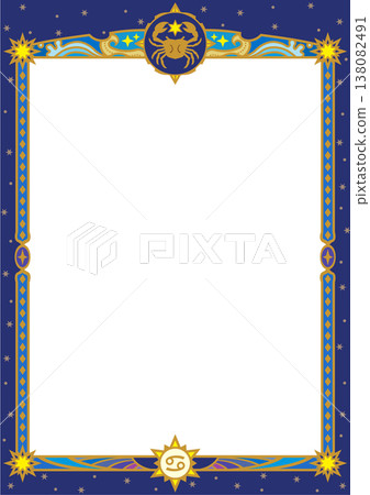 巨蟹座星座插畫邊框(顏色 1) 巨蟹座星座插畫邊框(顏色 1) 138082491
